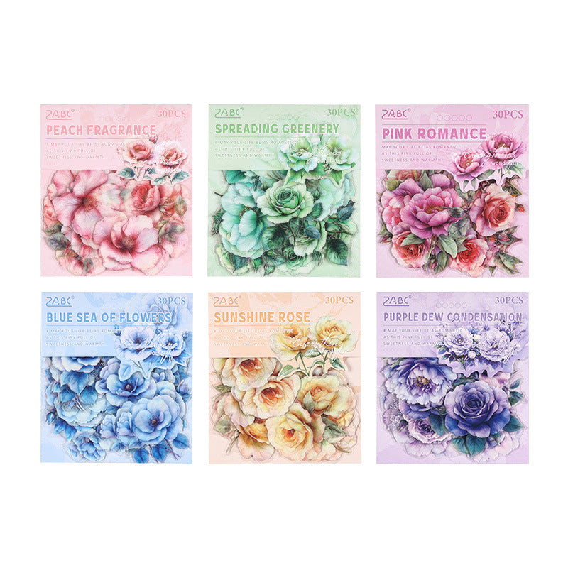 Flower Dance Transparent PET Stickers - Retro Rose for DIY - ViktaShop