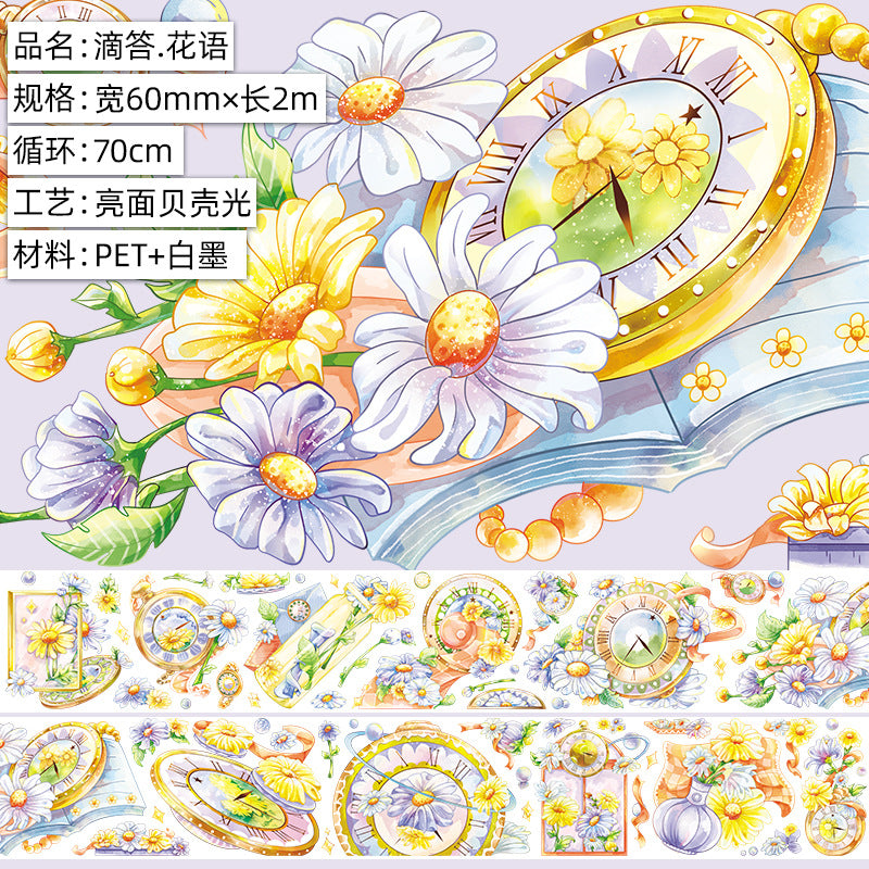 Floral PET Tape - Decorative Oil Paper DIY Stickers, 2m - ViktaShop