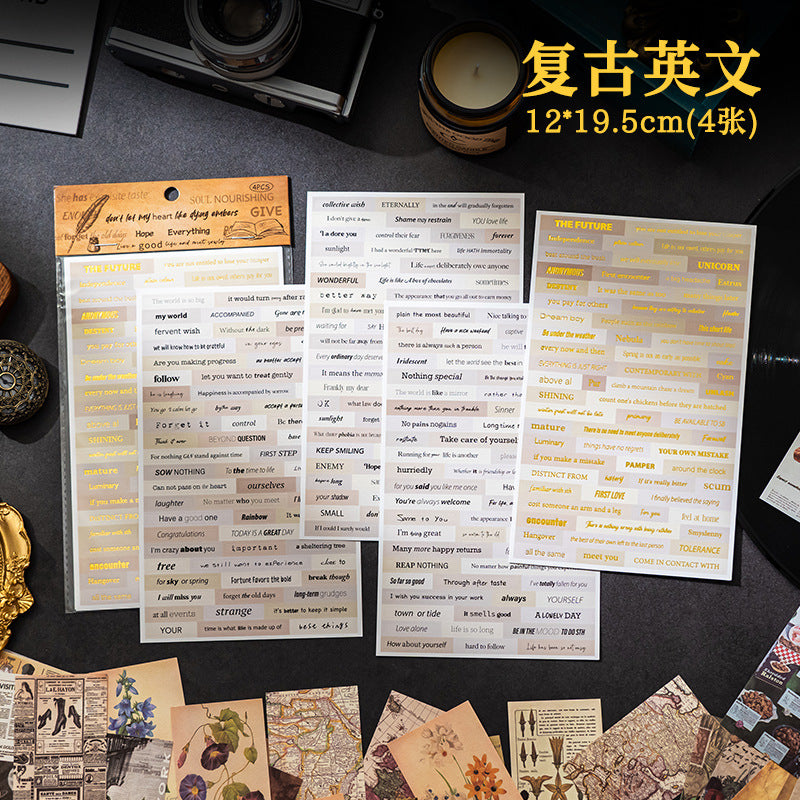 Retro English  sticker non-cutting decoration