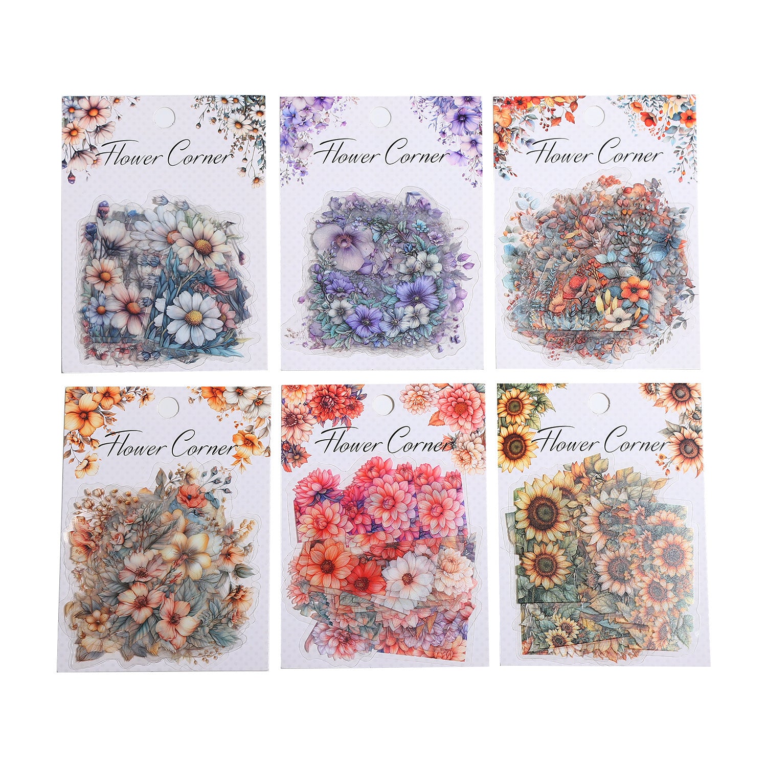 PET Sticker - Flower Edge Series, 20 Pcs - ViktaShop