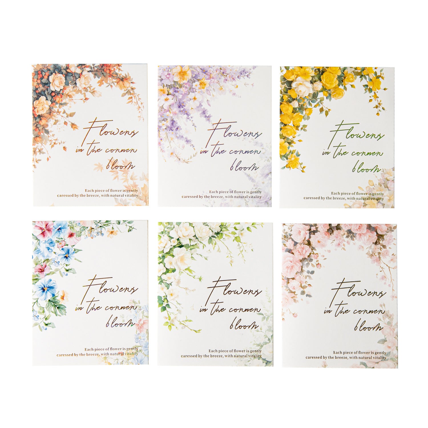 Snowy Bloom PET Stickers - Corner Flower Series, 6 Options - ViktaShop
