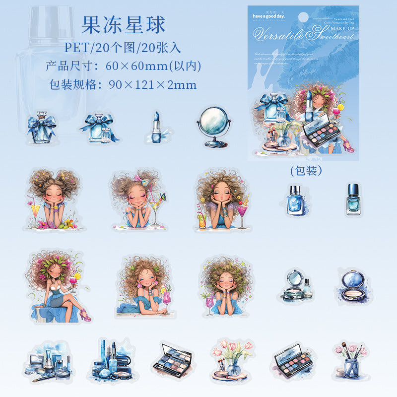 Girls Beauty Theme Pet Stickers  4 Styles 20psc