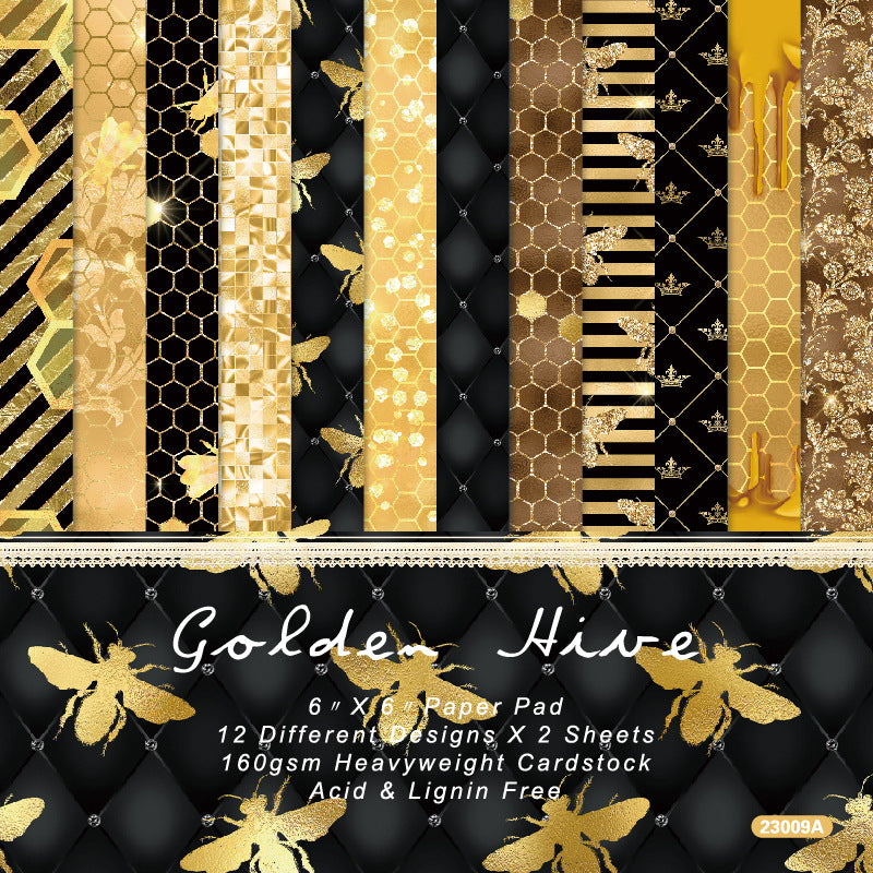 Golden Hive Background Paper – Single-Sided, 24 Sheets - ViktaShop