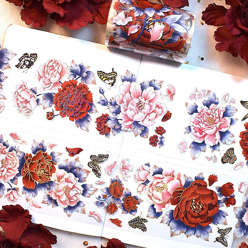 Floral PET Journal Tape - Shell Light Decorative Stickers, 2m - ViktaShop
