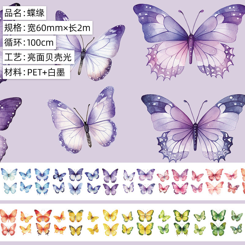 PET Journal Tape – Flower Material & Retro Character - 2m - ViktaShop