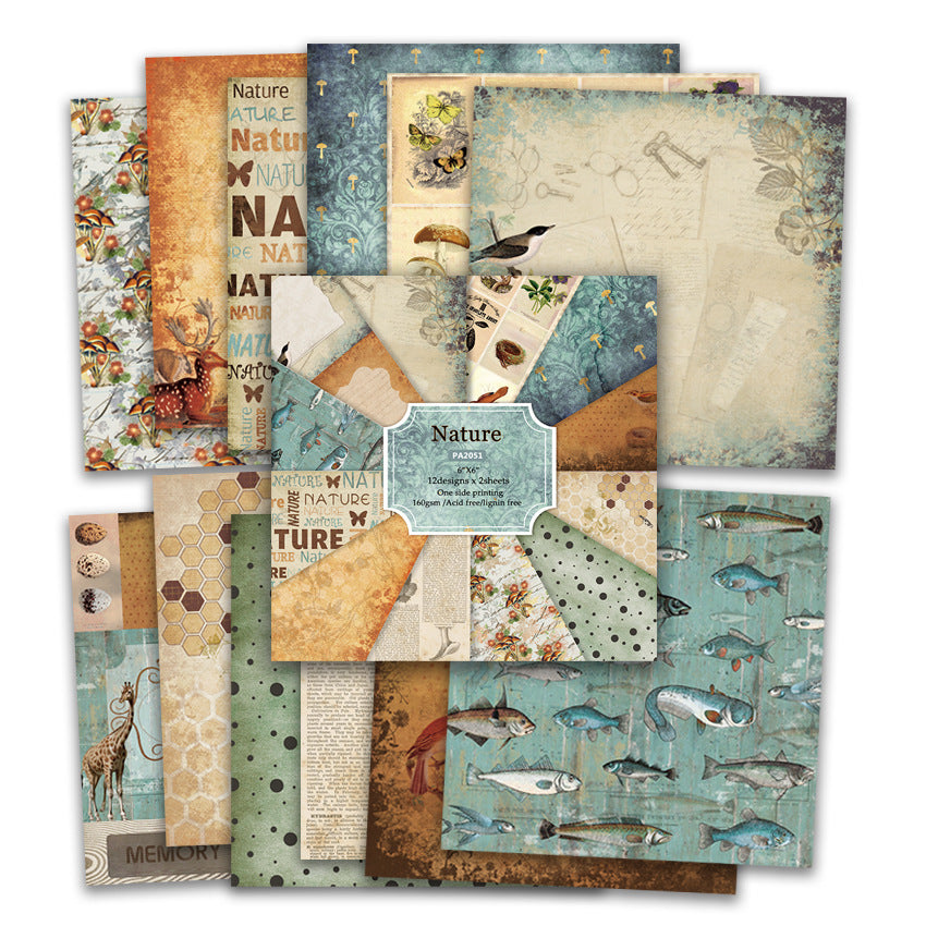 Nature Design DIY Scrapbook & Hand Account Pattern Paper - 24 sheets - ViktaShop