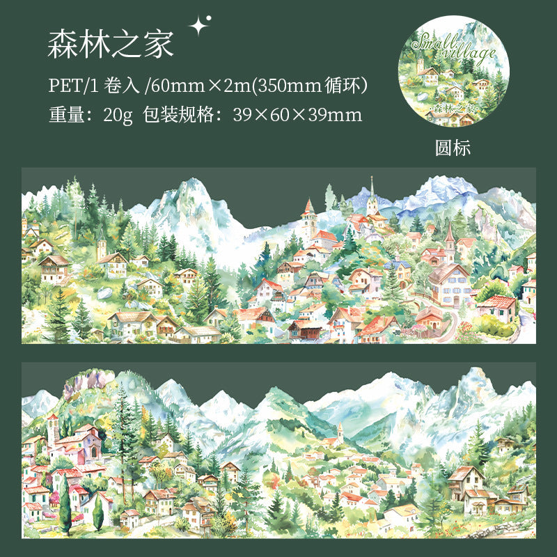 Small Village Washi Tape – Beautiful Day Series, Landscape Theme, 2m - ViktaShop