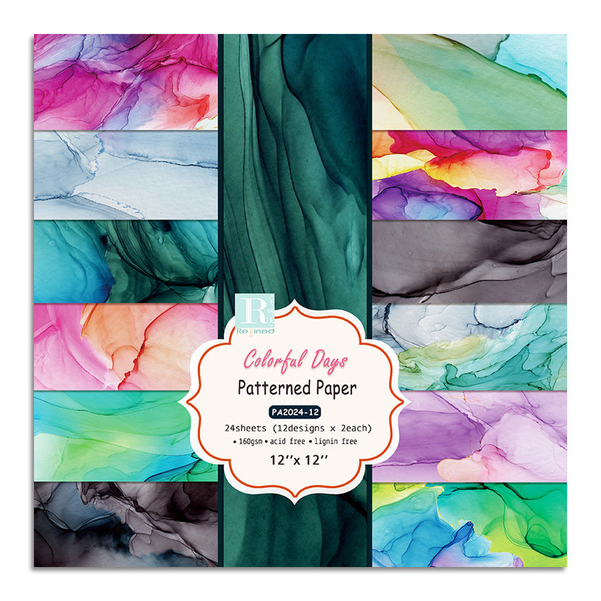 Colorful Days Pattern Background Paper – 24 Sheets - ViktaShop