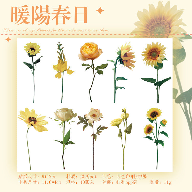 PET flower sticker package 10 psc