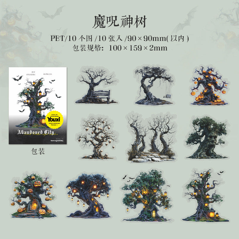 Deserted City Series Large Size Gothic Landscape PET Stickers, 10 Pcs - ViktaShop