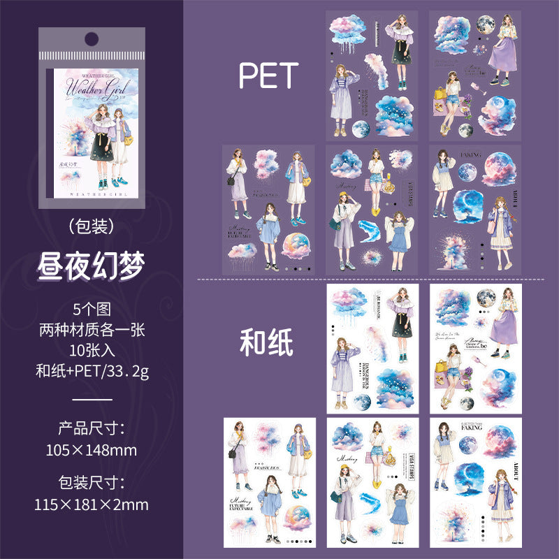 Girl Character PET stickers 10 sheets