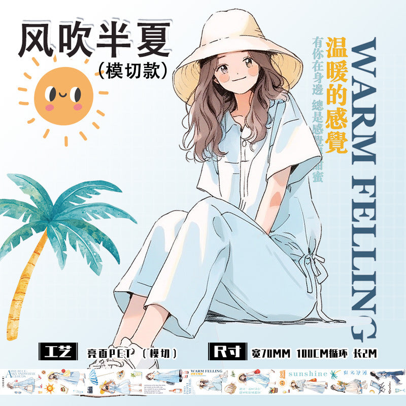 Landscape, Girl character PET Tape Die-cut 2m