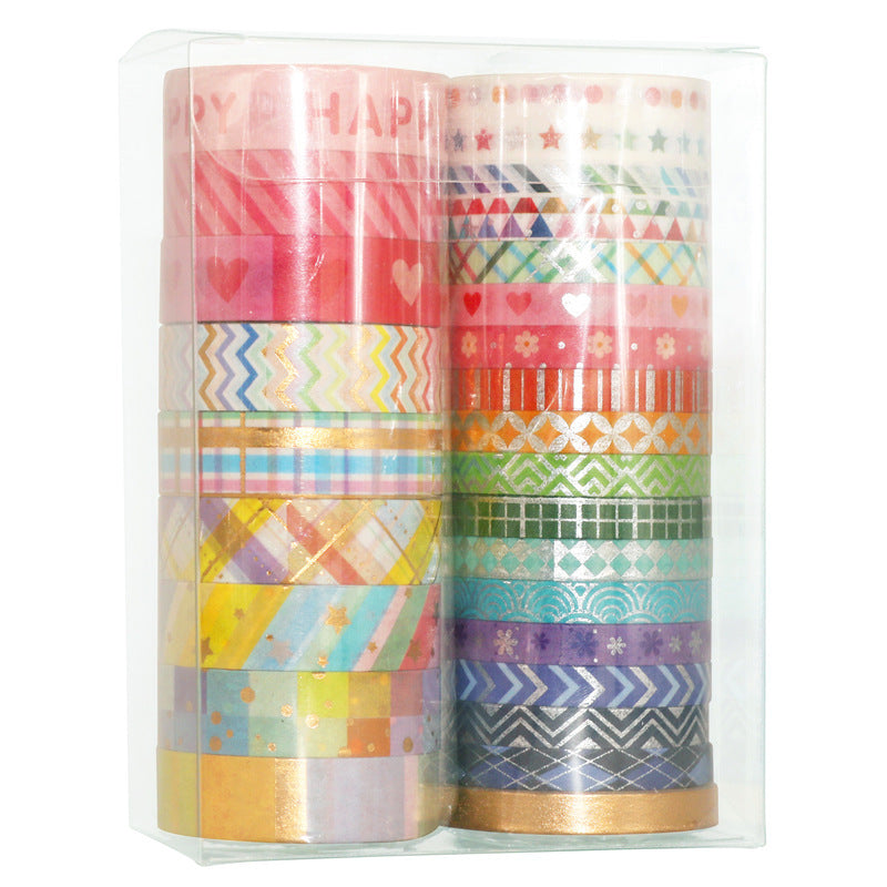 Bronzing Rainbow Washi Tape Set – Thin Strips, 27 Rolls - ViktaShop