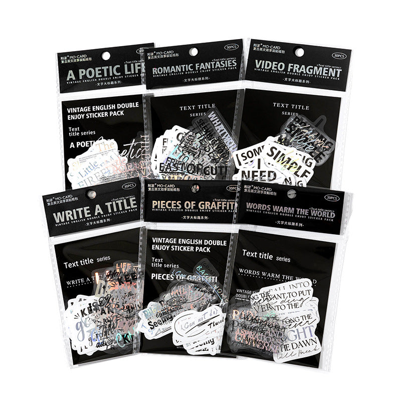 Text Big Title Series Pet Stickers Pack 6 Styles 30 psc