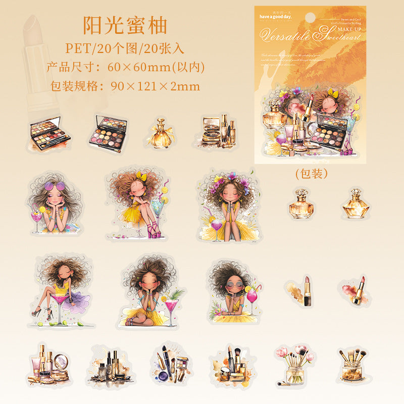Girls Beauty Theme Pet Stickers  4 Styles 20psc
