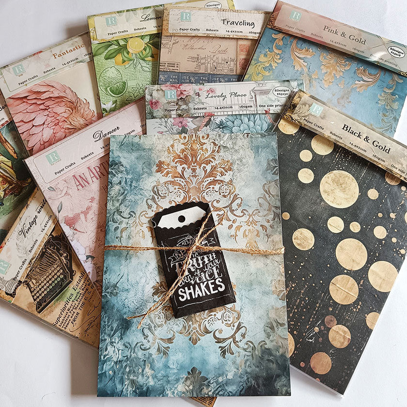 Rustic Metal Paper DIY Background Pattern Paper, 8 Sheets - ViktaShop