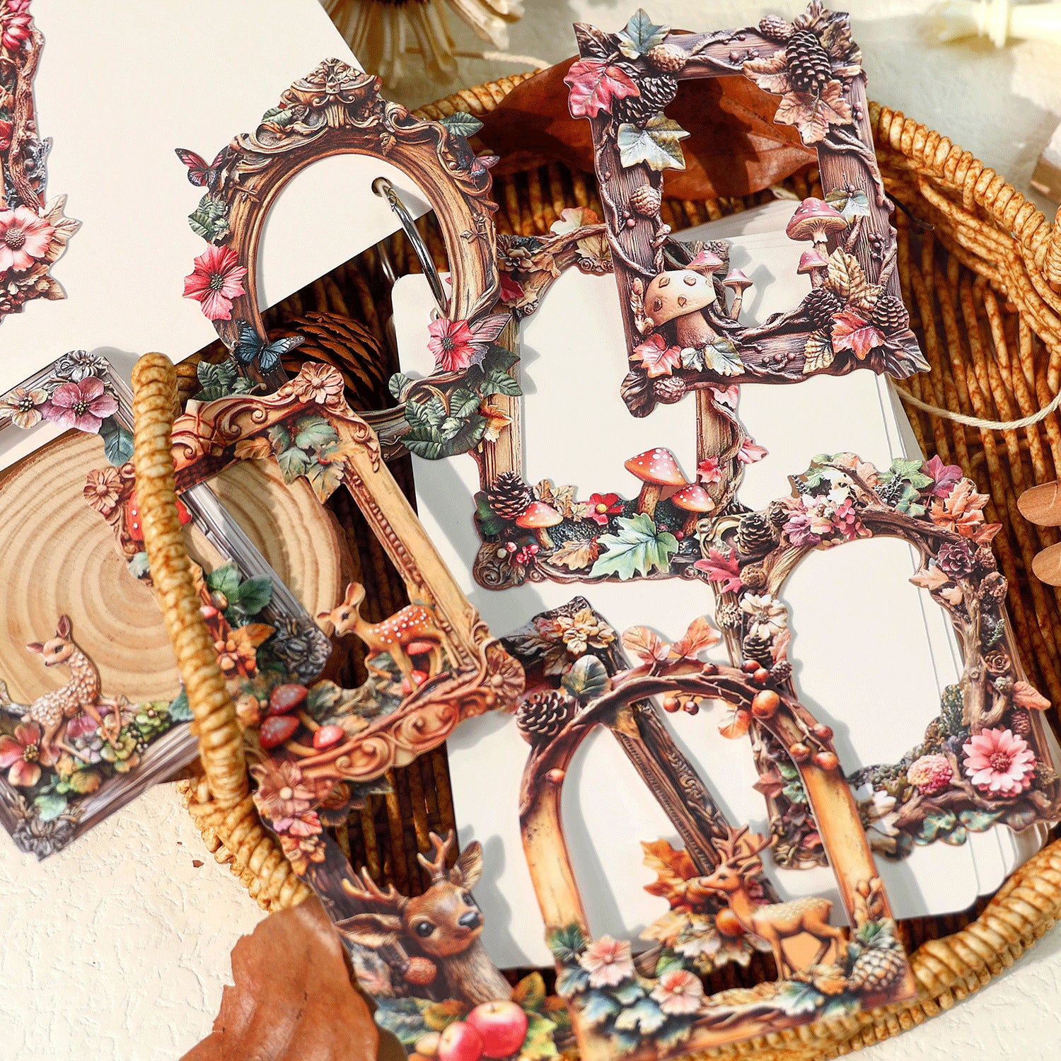 Memory Cloister Retro Special Paper Stickers - Flower Frame Series, 10 Pcs
