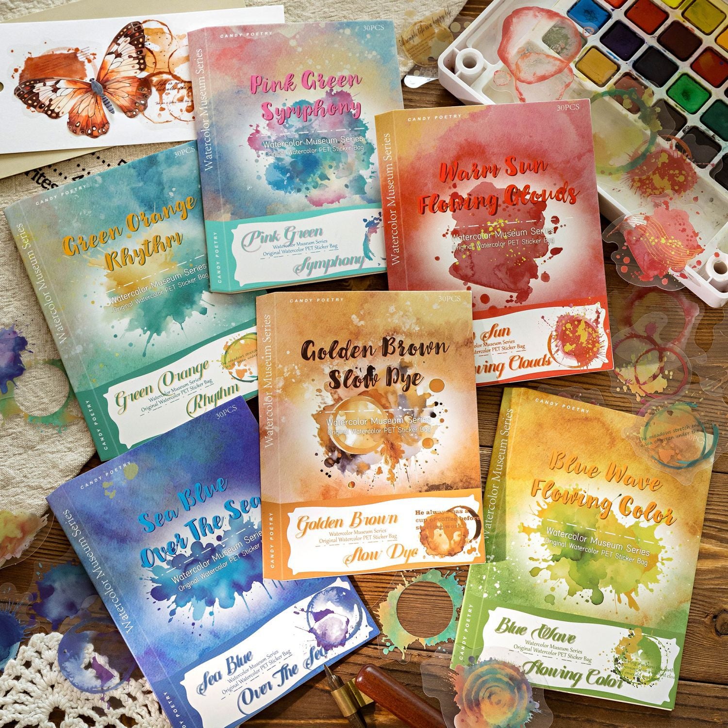 Sugar Poetry PET Sticker Pack Watercolor Series, 6 Options - ViktaShop