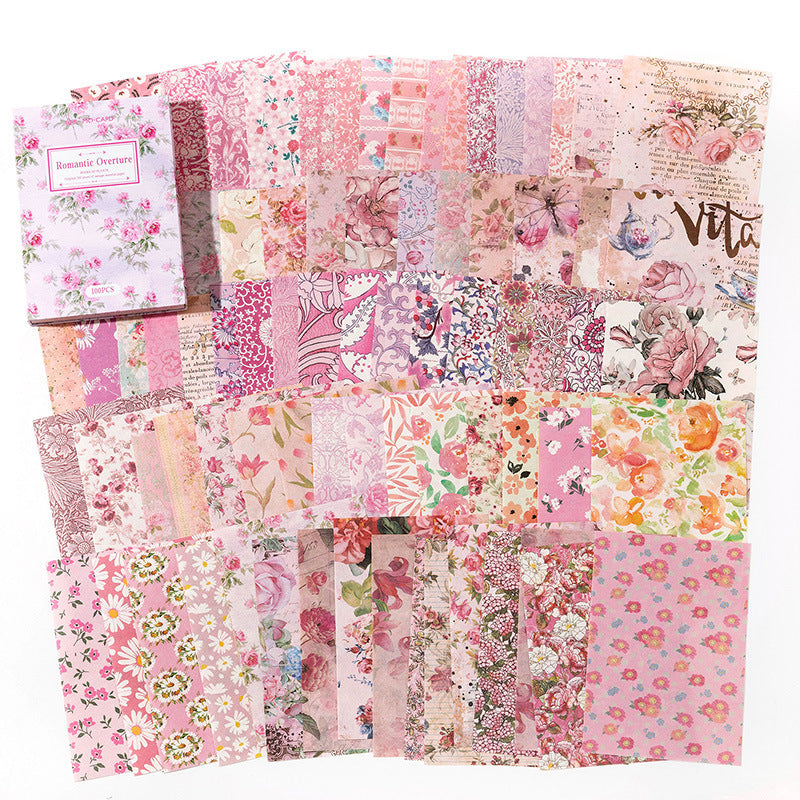 Book of Plants Series, Retro Floral Background Paper, 4 Options - ViktaShop