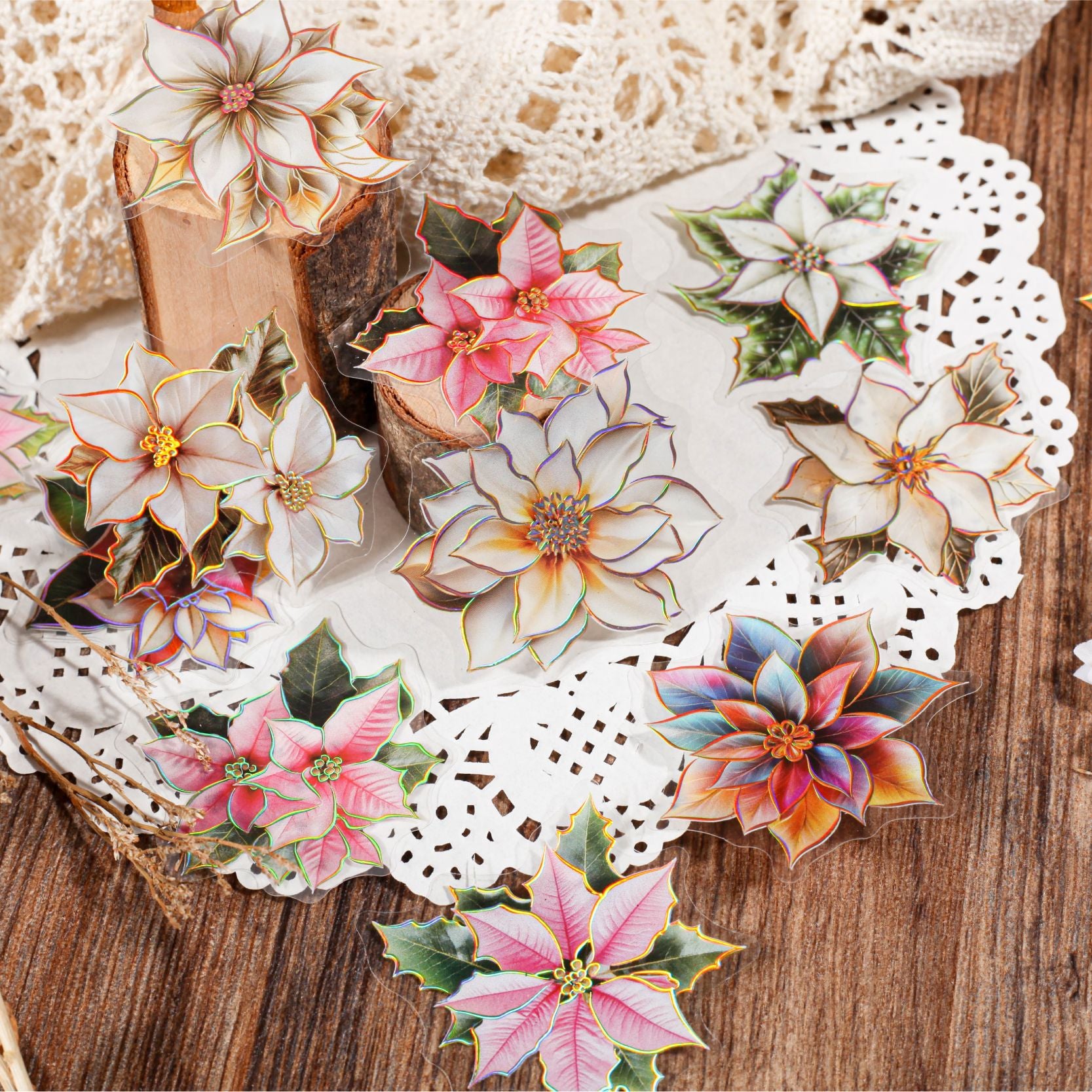 Flower PET Stickers – Creative DIY Hand Account Decoration, 6 Options - ViktaShop