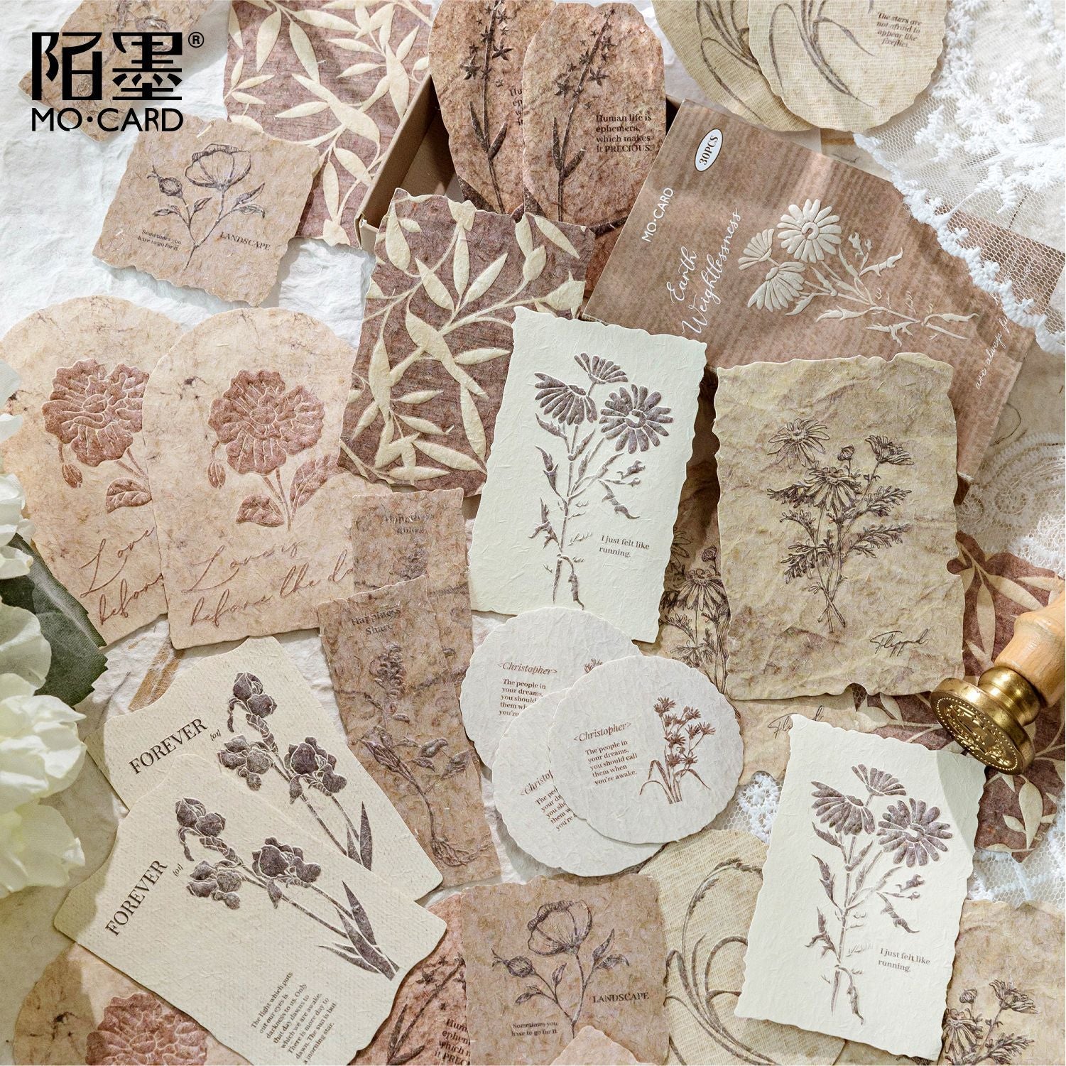 Relief Paper Stickers - Forest Overture, Flowers & Plants Theme, 30 Pcs - ViktaShop