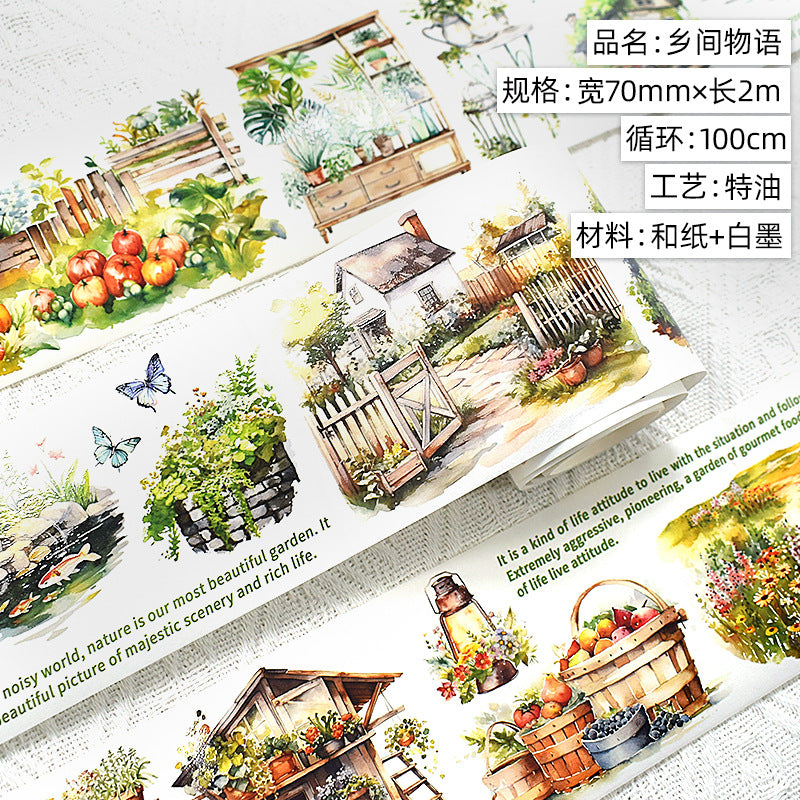 Cartoon Cute House Building Landscape Tape – Sticker Collage, 2m - ViktaShop