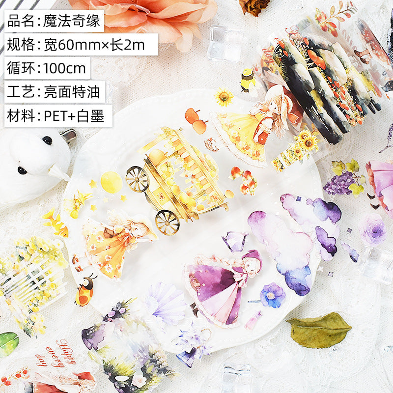 Cartoon Cute House Building Landscape Tape – Sticker Collage, 2m - ViktaShop