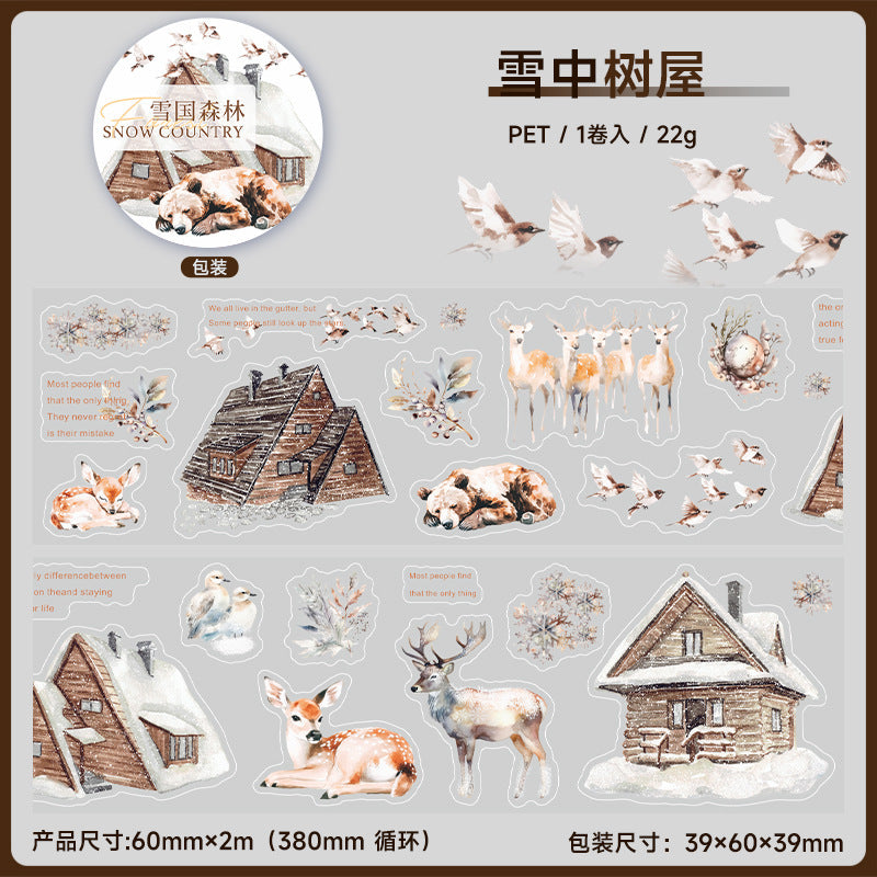 Snow Country Forest Series – PET Tape, Winter Landscape, 2m - ViktaShop