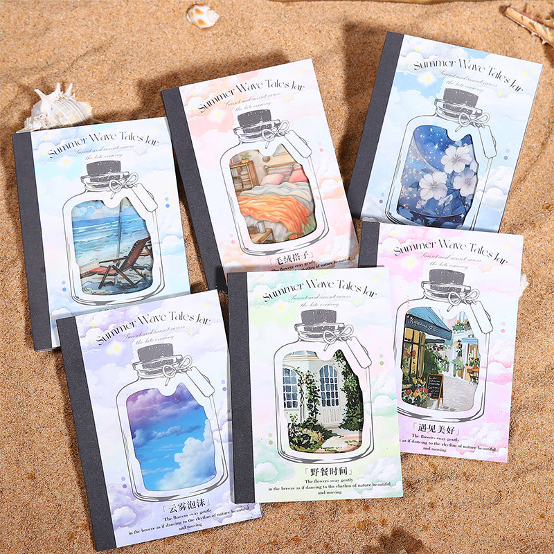 Summer Wave Bottle PET Sticker Book, 6 Options - ViktaShop