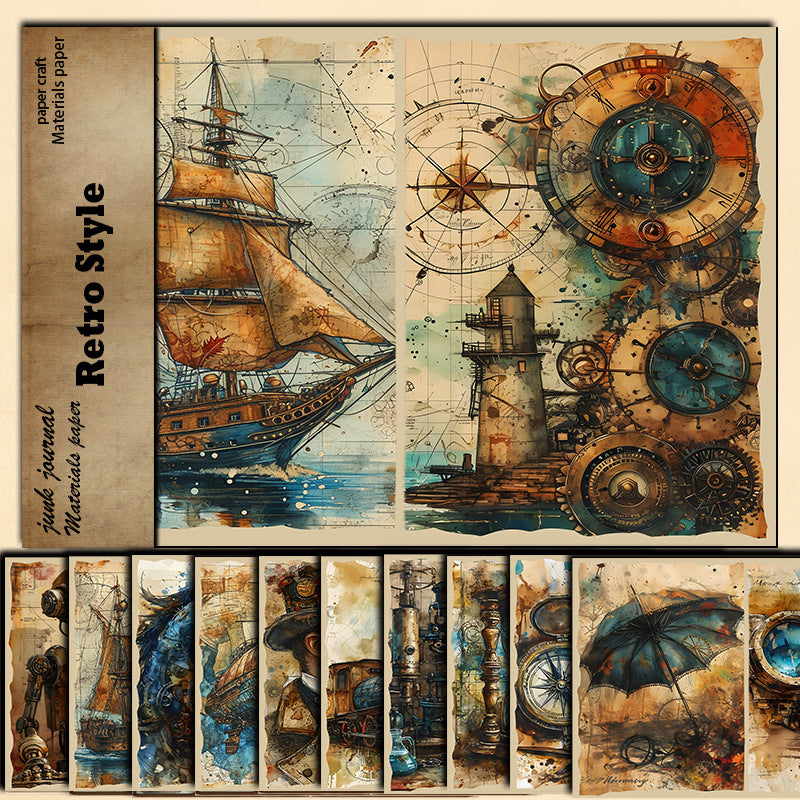 Experimental Instruments Machine Figure Pattern Paper - Singular World Series, 10 Sheets - ViktaShop