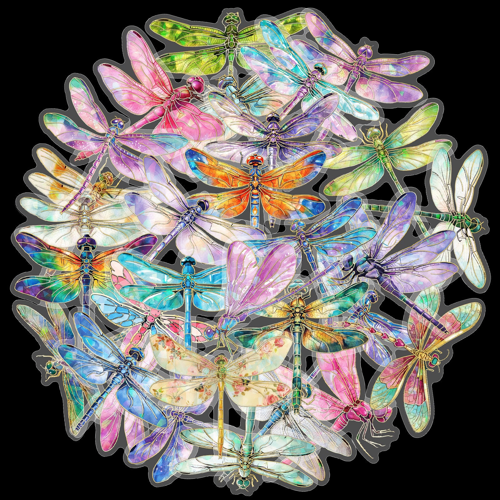 Dragonfly PET Stickers, 30 Pcs - ViktaShop