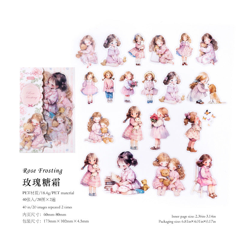Doll Room Series Cute Girl Pet Stickers 40 Pcs
