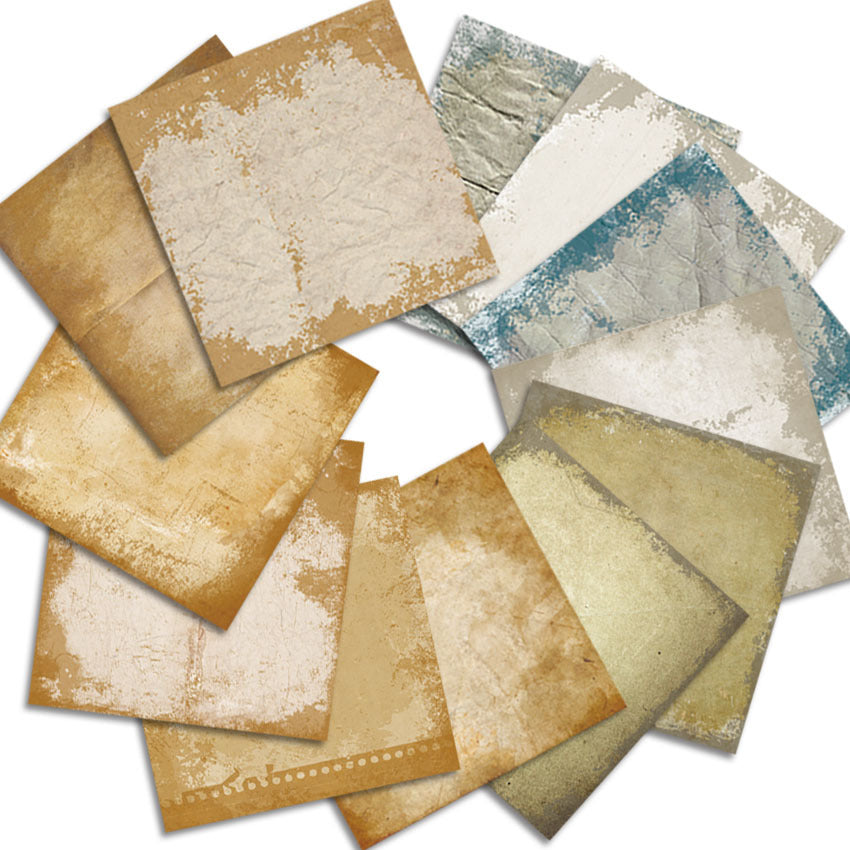 Aged Paper DIY Scrapbook & Junk Journal Pattern Paper - Single-Sided - 24 sheets - ViktaShop
