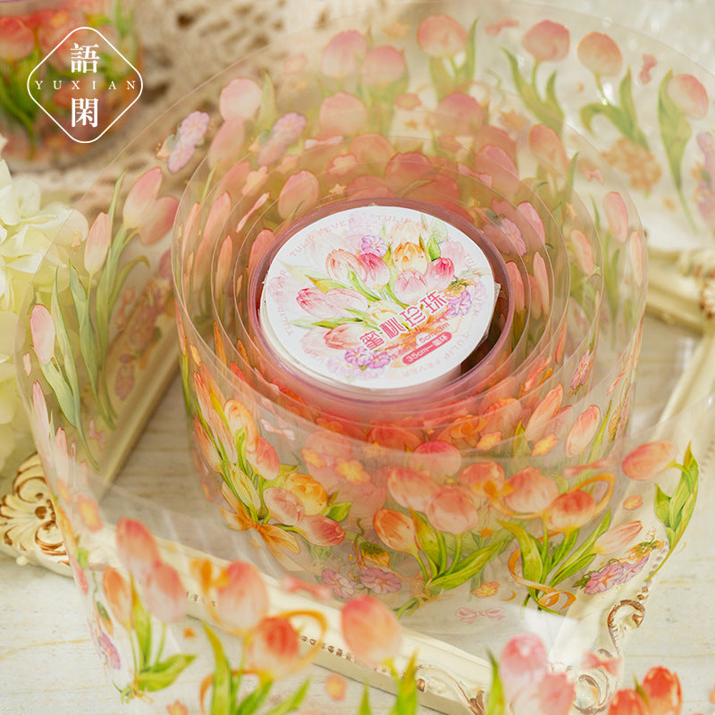 Tulip Fever Series, Floral Border PET Tape, 4 Options - ViktaShop