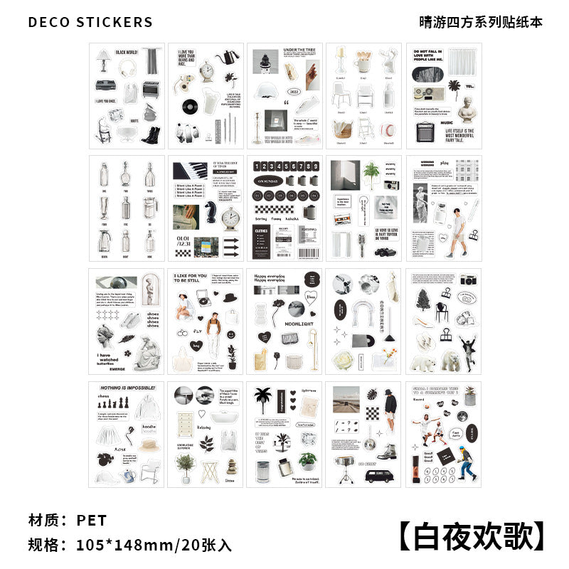 PET Sticker Book – Retro Literary Decoration Material Stickers, 20 Pcs - ViktaShop