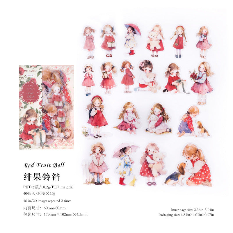 Doll Room Series Cute Girl Pet Stickers 40 Pcs