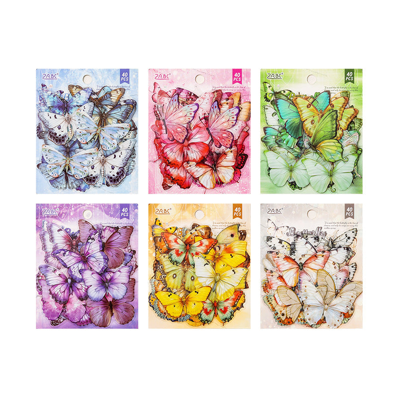 Pet Die-Cut Sticker Pack Spring Butterfly Series 40 Pieces