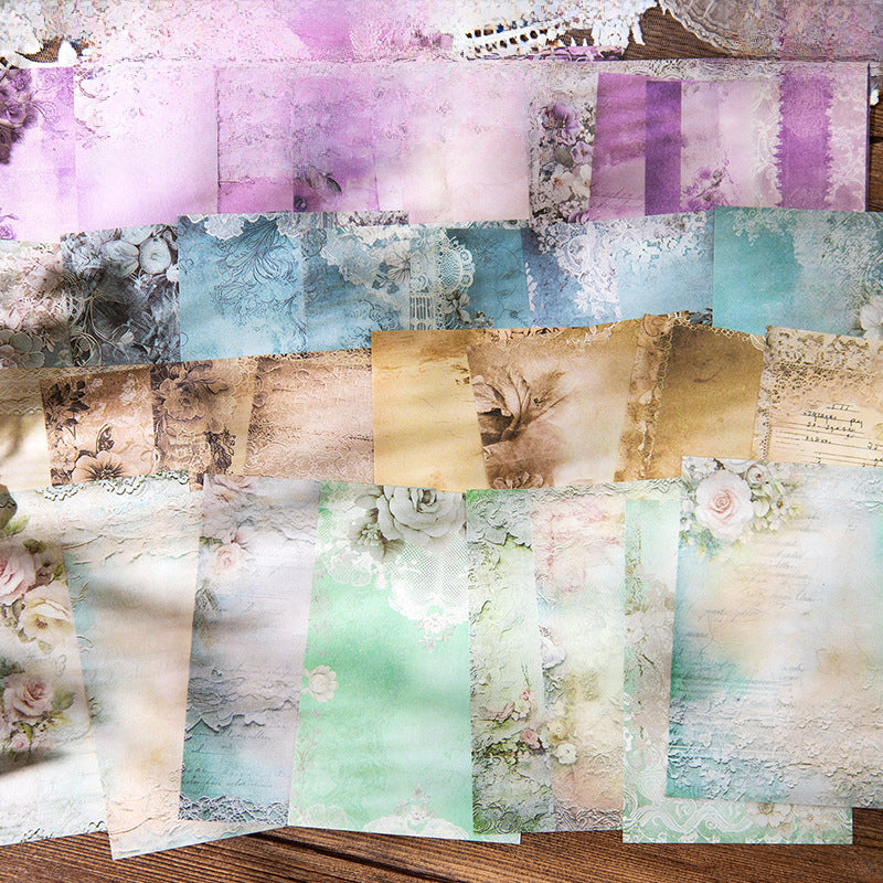 Vintage Flowers Material Paper, 4 Options - ViktaShop