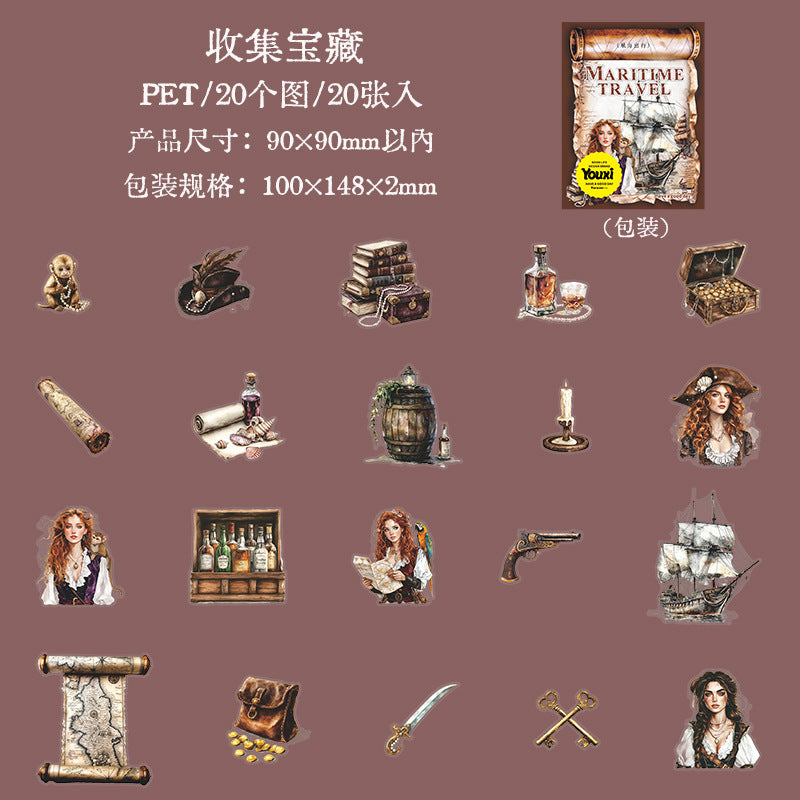 PET Stickers Sailing Travel 10 psc