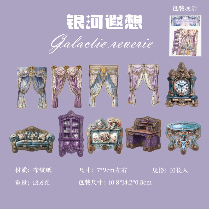 Curtain Garden Series - Hard Card Stickers, 10 Pcs - ViktaShop