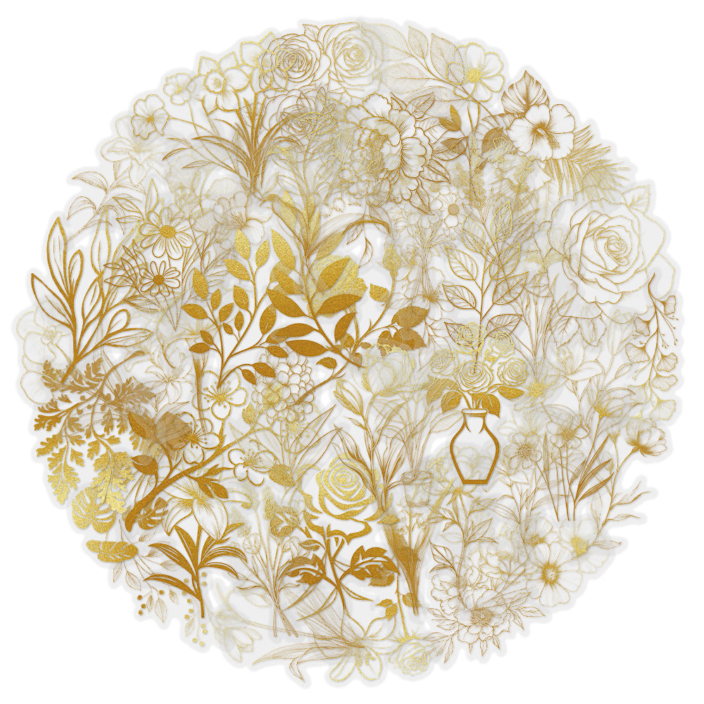 Golden Plant Stickers – Waterproof Decorative Stickers, 50 Pcs - ViktaShop