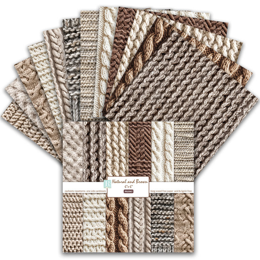 Natural Brown DIY Background Pattern Paper - 24 Sheets - ViktaShop