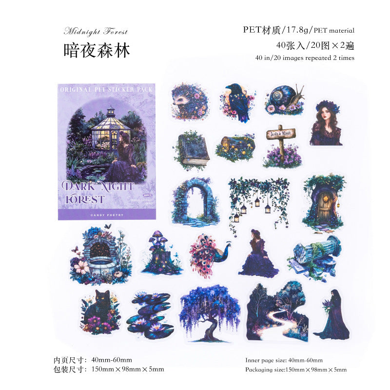 Sugar Poetry PET Sticker Pack – Forest Fantasy Series, 40 Pcs - ViktaShop