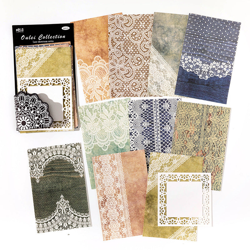 Note Paper – Lace Showroom Series, Retro Style, 6 Options - ViktaShop