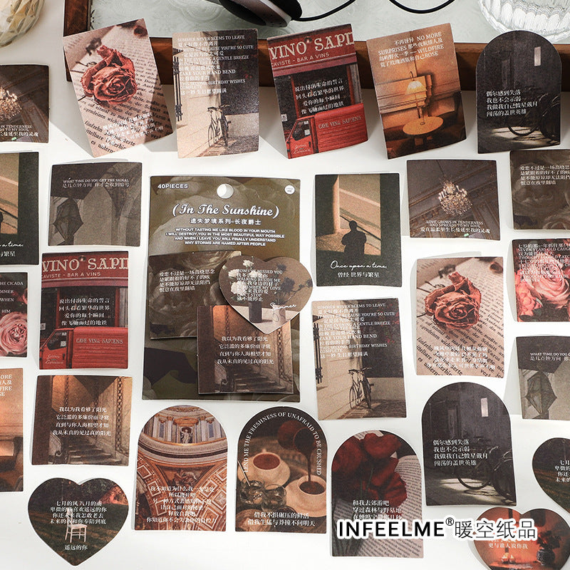 Lost Dream Paper Stickers - Retro Literary Series, 20 Pcs - ViktaShop