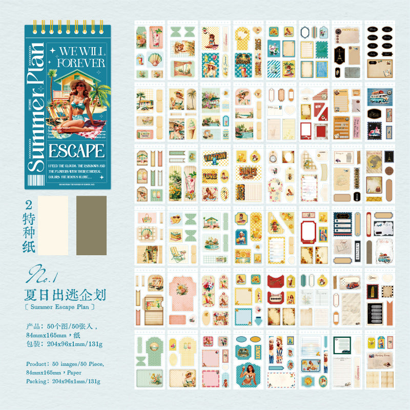 Summer paper stickers book 50 psc