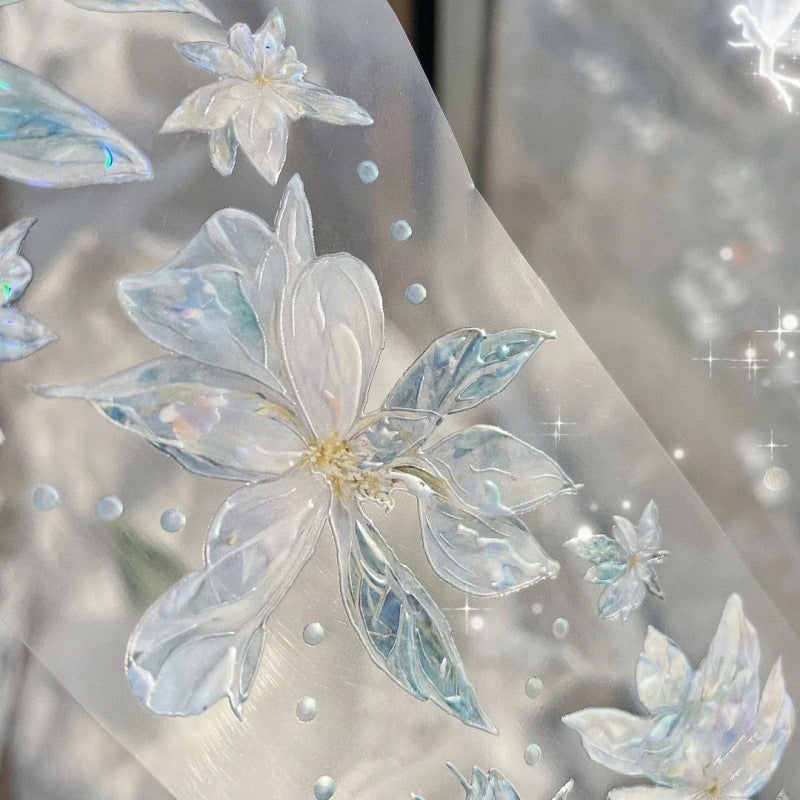 Ice Heart Silk Light PET Tape - Ancient Style Flower Sticker - ViktaShop