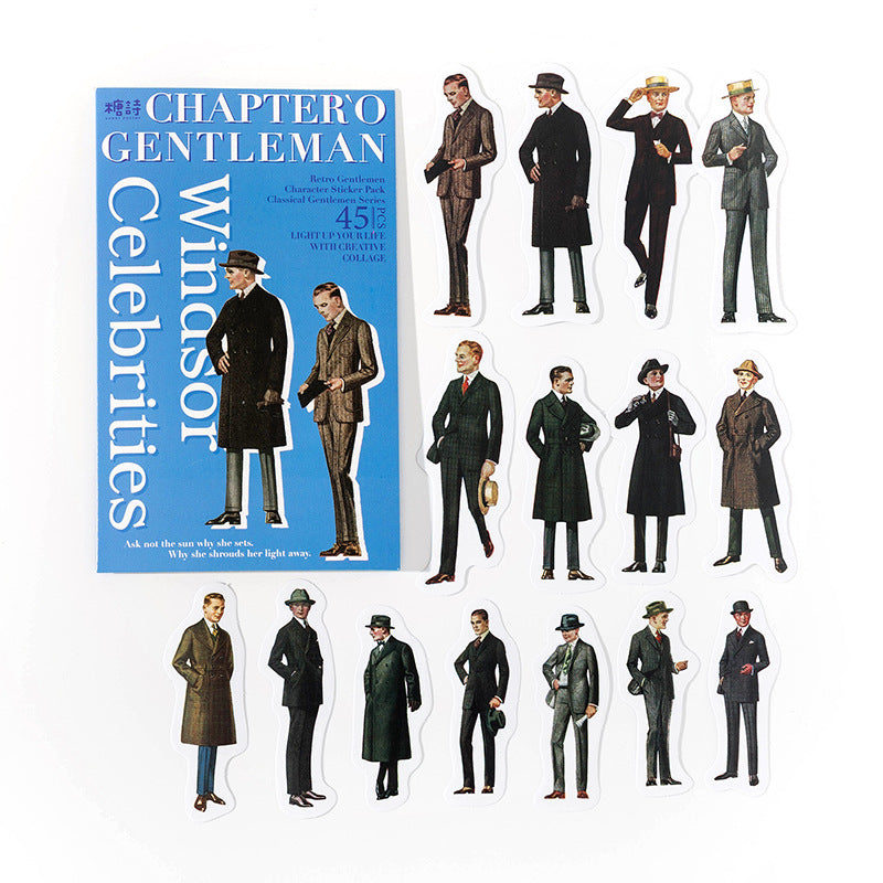 Sugar Poem Retro Gentleman Era Sticker Pack, 4 Pcs - ViktaShop