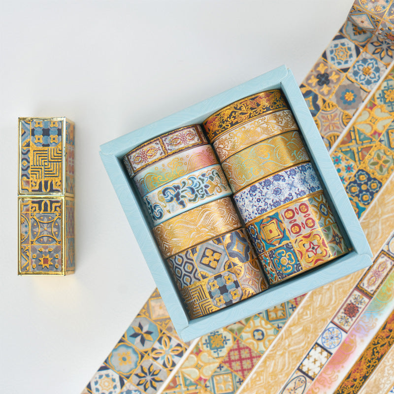 Creative Journaling Materials Box Set - Washi Tape & Stickers, 10 Pcs