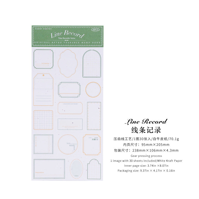 Time Recorder White Kraft Notepad - Pressed Line Series, 6 Options - ViktaShop
